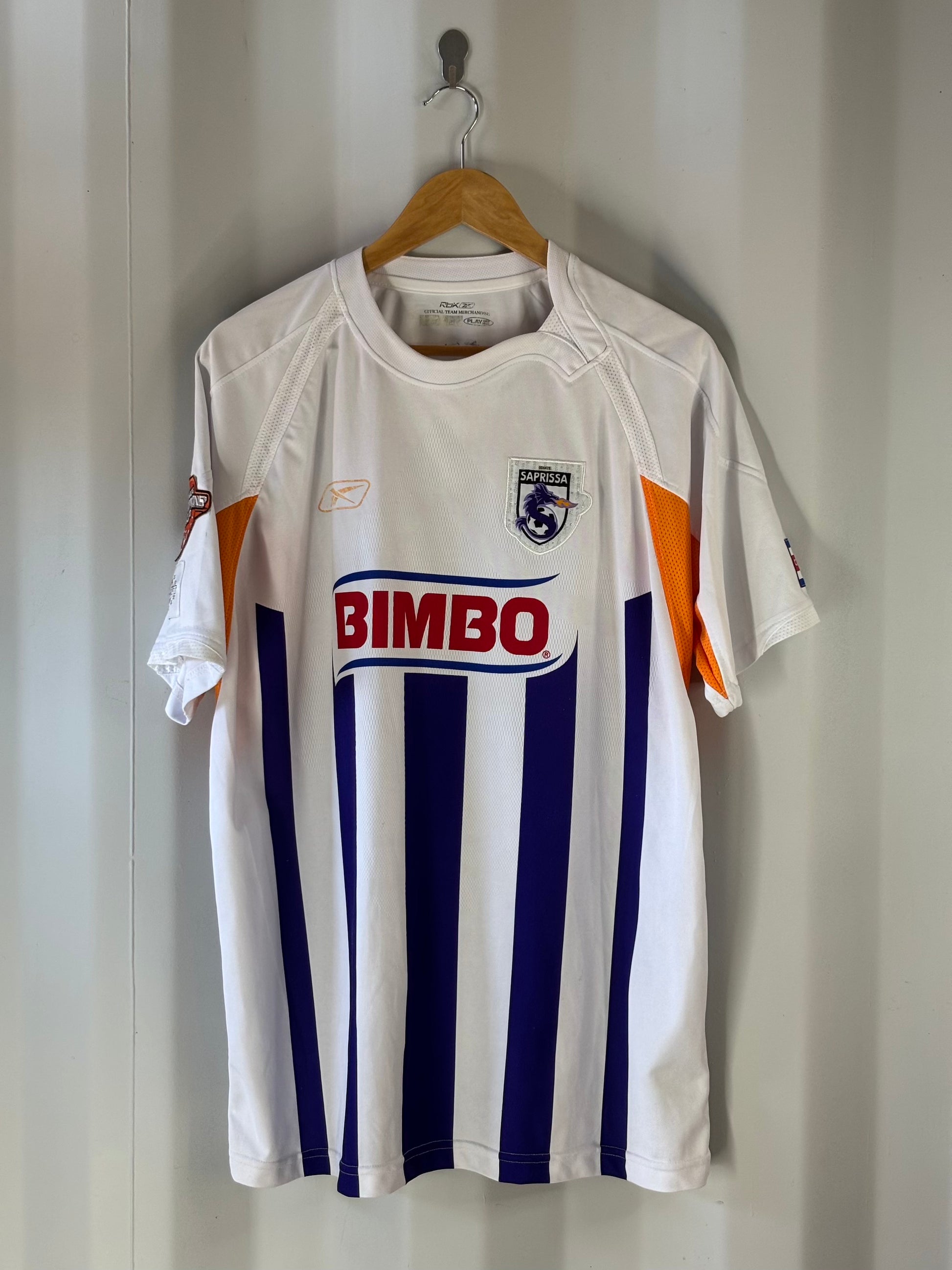 Camiseta de visitante del Deportivo Saprissa 2008 dorsal de Paniagua marca Reebok, parte frontal 