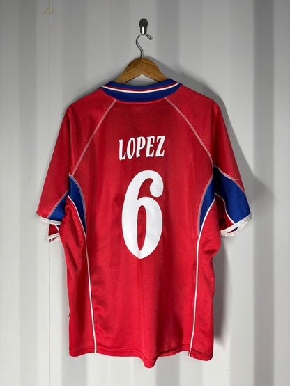 Camiseta de la Selección de Costa Rica del año 2002 marca Joma con el dorsal de Wilmer López