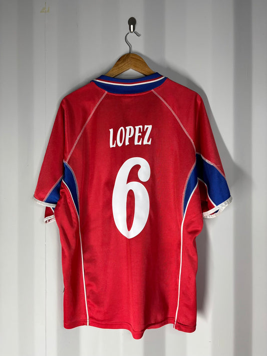 Camiseta de la Selección de Costa Rica del año 2002 marca Joma con el dorsal de Wilmer López